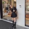 Korean Style Double-Breasted Suit Dress: 2025 Lightly Mature, Pure & Sexy, Pleated Design for Spring & Autumn