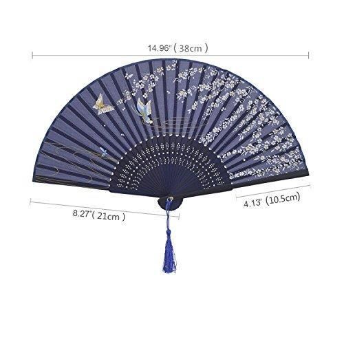 Ventilateur,2 Pièces Pliant Les Ventilateurs, Ventilateur À La Main, Les Fans De Bambou Avec Pompon Pour Femme Hollow En Bambou