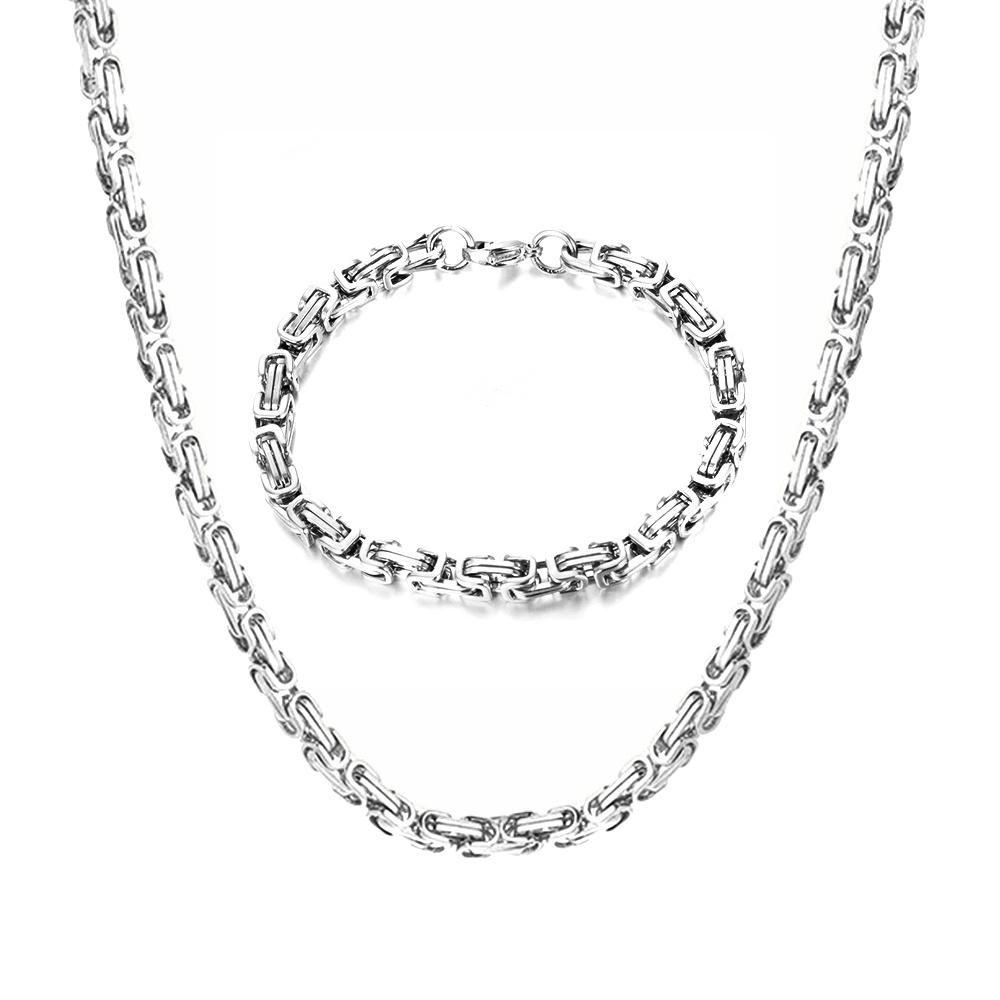 Goldfarbene Edelstahl 4mm Byzantinische Gliederarmbänder Halskette Für Damen Herren Party Hochzeit Schmucksets Geschenke