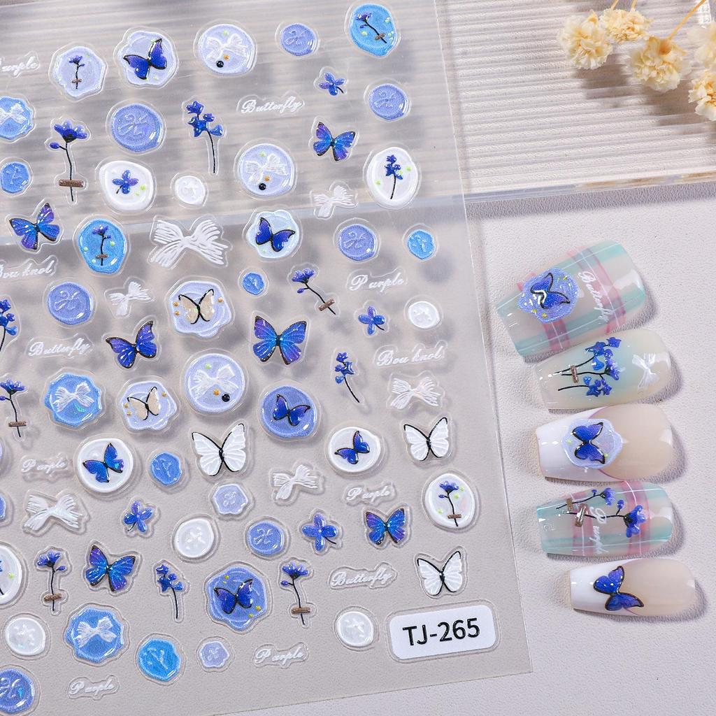 Azure Butterfly Nail Stickers - Dreamy, Colorful, Light Fresh Shell Design