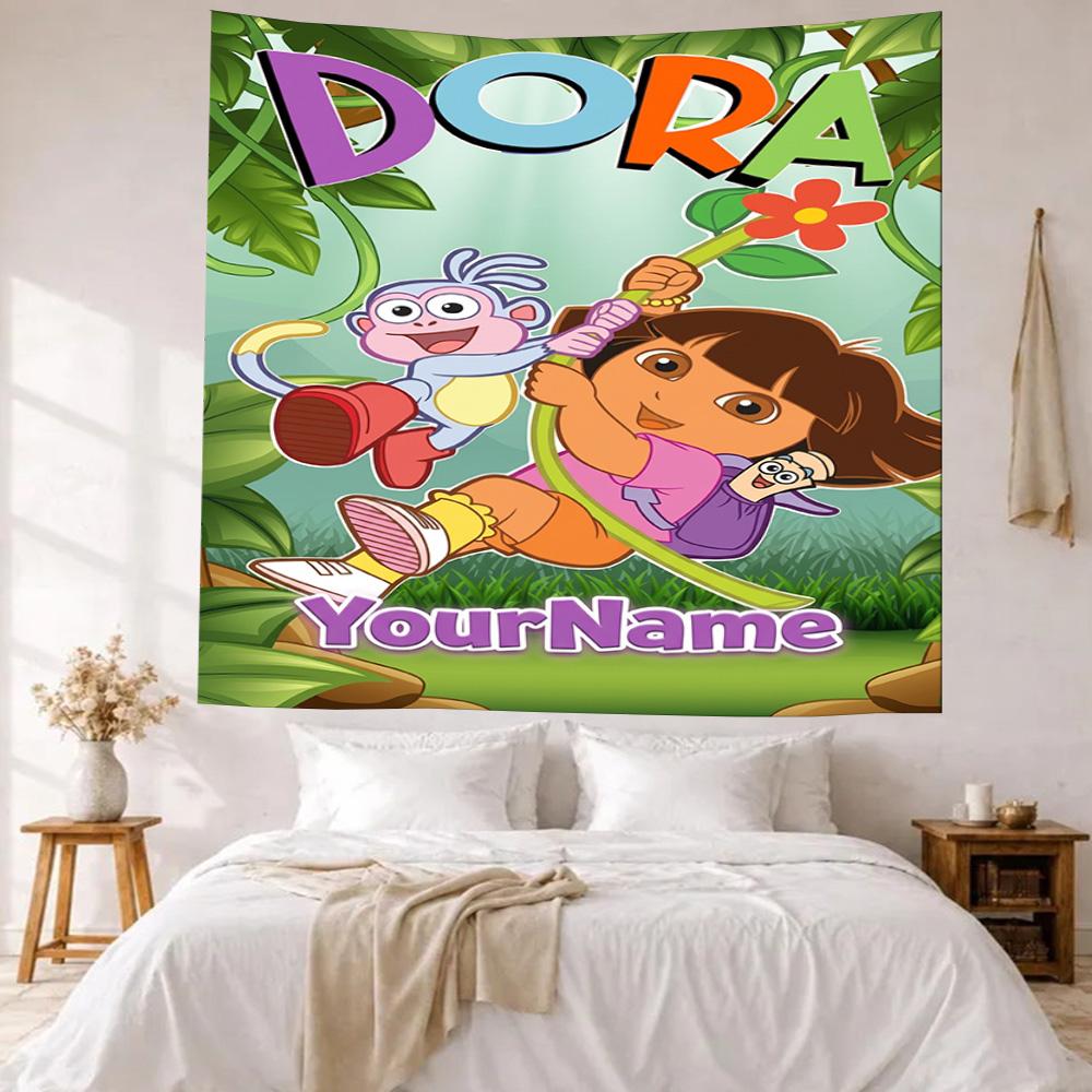 Dora Explorer Custom Your Name Wall Decor Tapestry Art For Pet Memorial Birthdaywedding Party Backdrop Family Gift