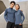Spring Autumn Stand Collar Zipper Quick Dry Running Tee Male Long Sleeve Sportswear T-shirt Men