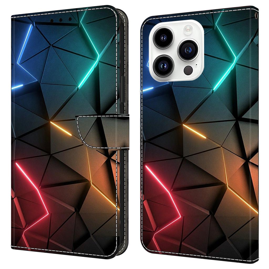 For iPhone 16 Pro Max Case Wallet Stand Pattern Printing PU Leather Flip Phone Cover