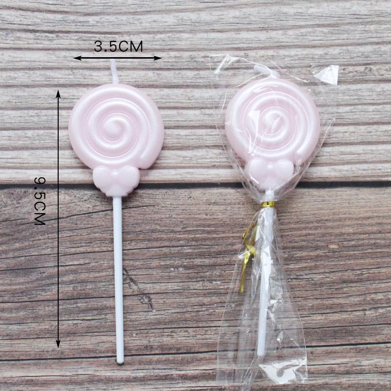 Single Bow Candle Beautiful Cake Decoration Plug-in Pink and White Cartoon Lollipop Birthday Candle