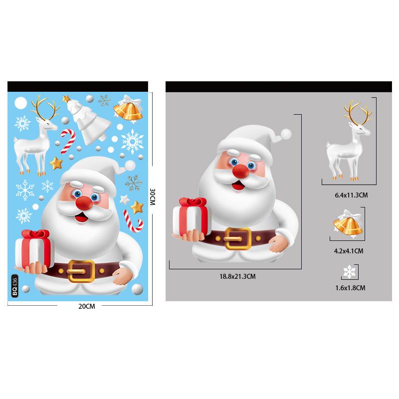 Adesivi per Finestra Pupazzo di Neve di Natale Alce Bianca Babbo Natale Albero di Natale Adesivo da Parete in Vetro Decorazione Buon Natale Felice Anno Nuovo 2025