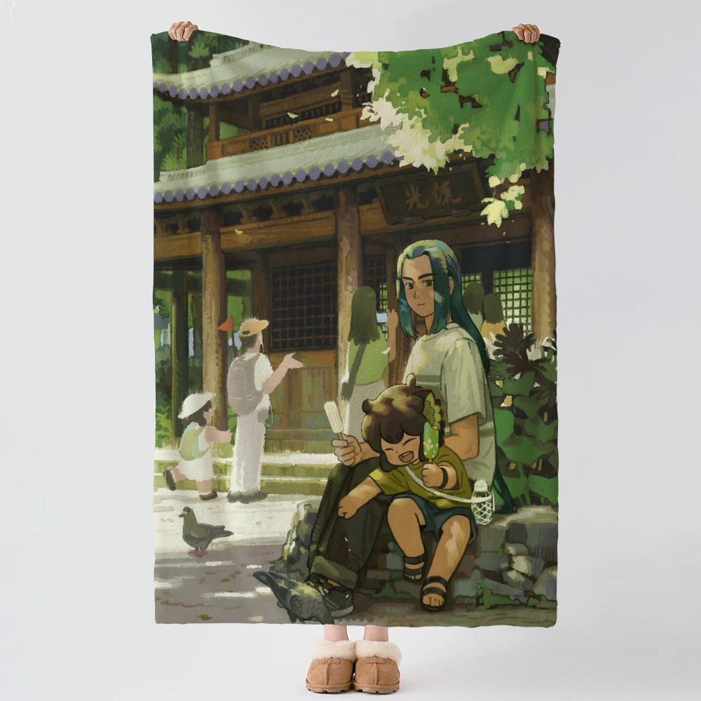 Anime L-Luo Xiaohei-i Throw Thick Comfort Flannel Quilt, Multi-scene Use Indoor Outdoor Daily Nap