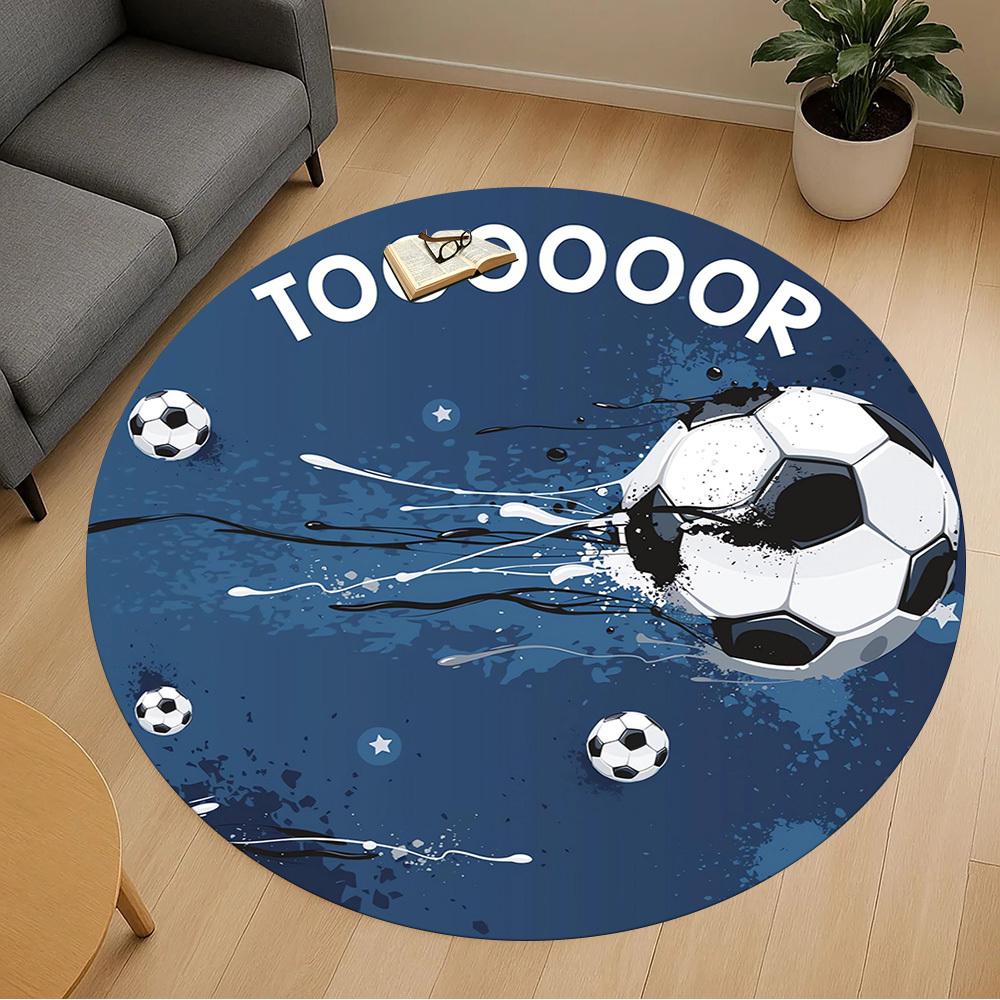 1pc Goal Scorer Round Chair Mat Area Rug - Non-Slip, Floor Mat for Office, Bedroom, and Indoor Decor C1118070