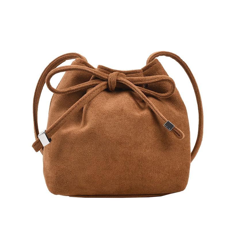 

Stylish Korean Kids Velvet Bucket Bag For Girls And Boys Perfect For Everyday Use коричневий