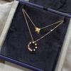 Honeycomb Interval Diamond Necklace Made of Non Allergenic Material, 18k Thick Gold Electroplated Free Box Gift Jewelry Free Shipping Three Color