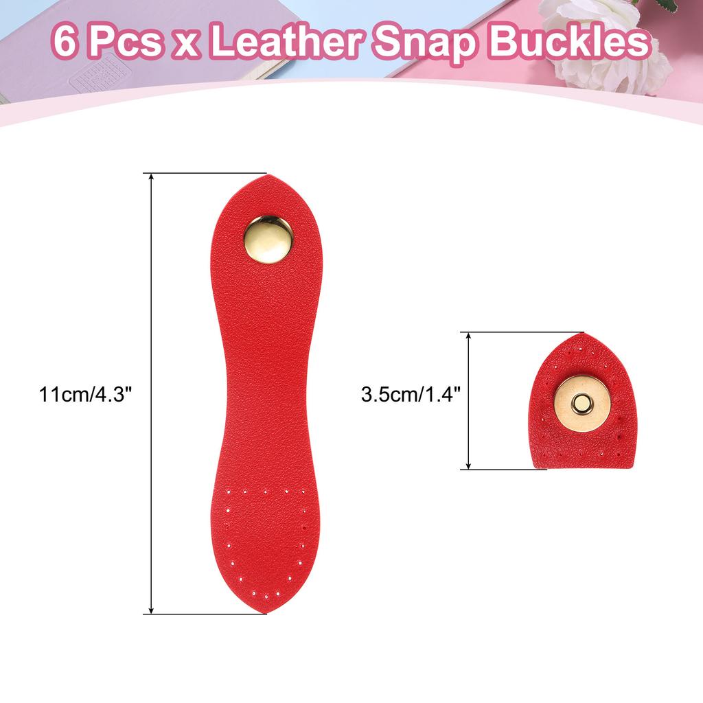 6pcs Leather Snap Buckles Sew On Toggle Closure Buckle Snap Buttons Tab Buckle Fasteners Buttons Replacement for Craft Sewing