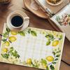 Rectangular Lemon Leaf Placemats Suitable & Dining Table Decor - Modern Lemon Green Leaf Table,, Machine Washable, Suitable for Home, Party, Gift,