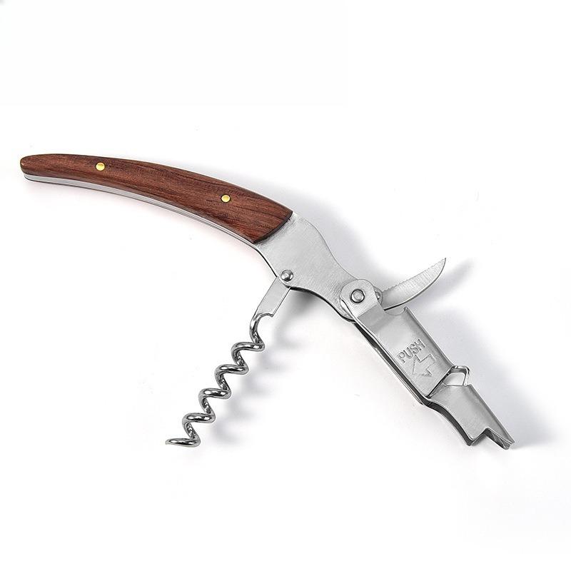 Wijnopener van roestvrij staal, professionele kelnerskurkentrekker, leren etui, bierflesopener en foliesnijder, cadeau voor wijnliefhebbers