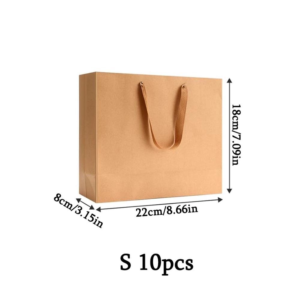 10pcs Kraft Paper Gift Bags Shopping Bags with Handles Gift Wrap Bags Paper Gift Sacks Party Favor Handbag Gift Packaging Bag Shopping Paper Bag
