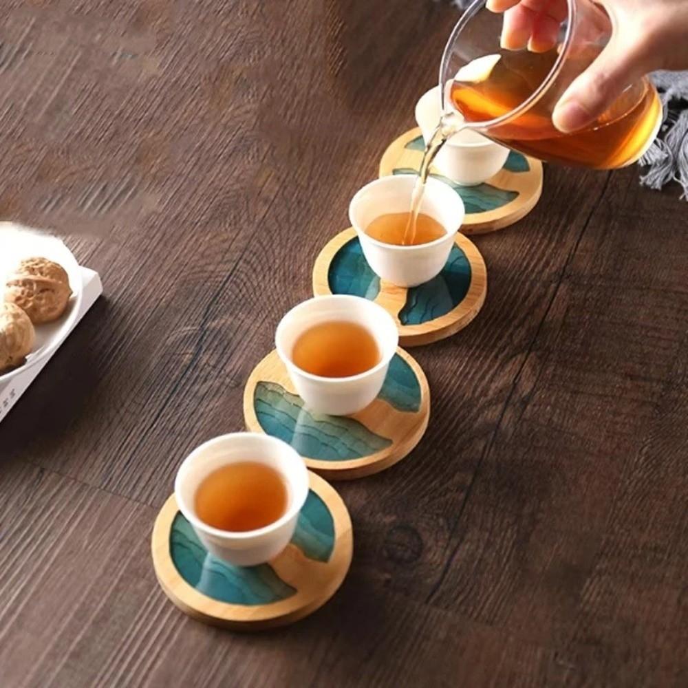 Ocean Wave Design Art Coaster Round Shape Cup Mat New Cup Holder  Home Decoration