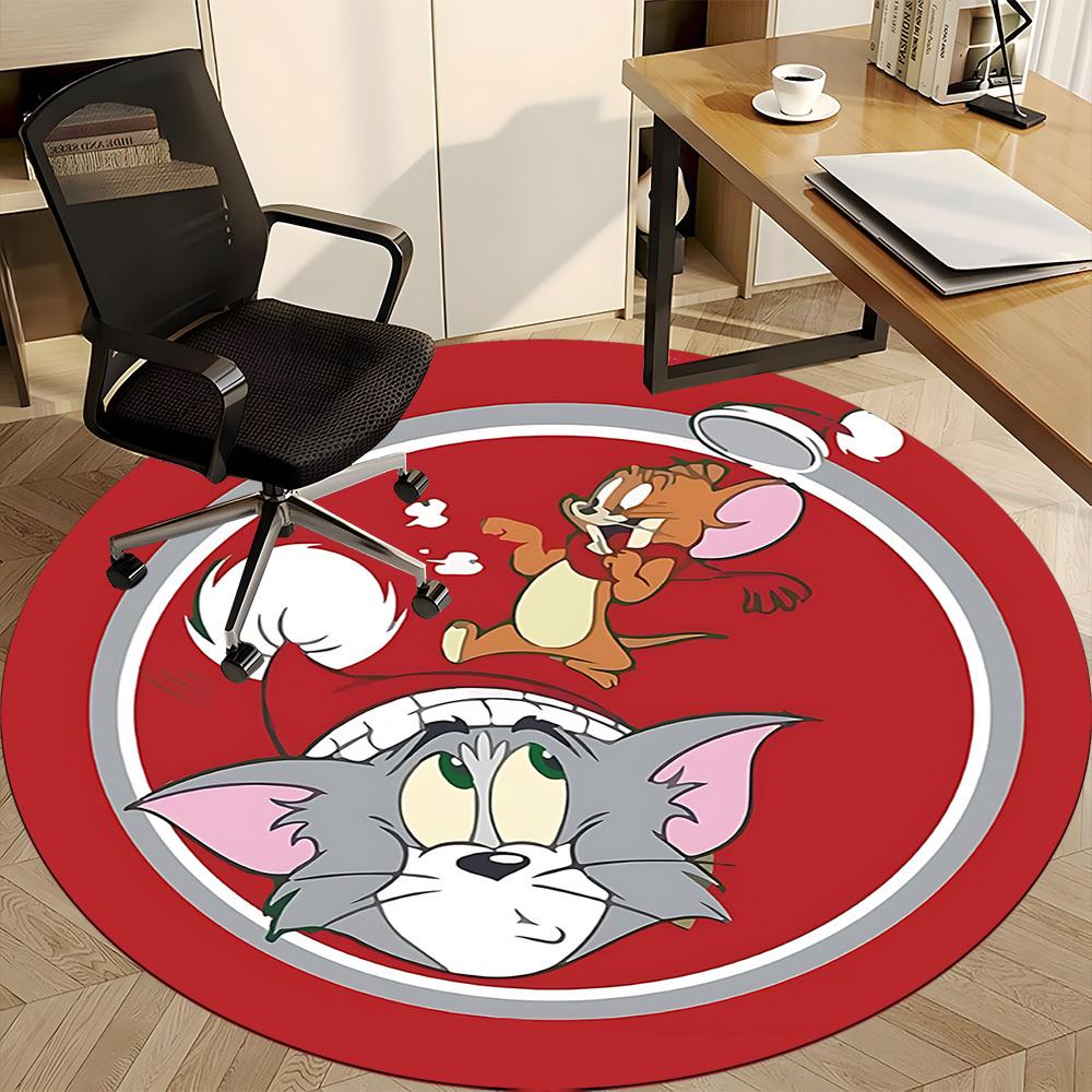 1pc Tom Jerry Office Round Area Rug, Bedroom Living Room Home Decor, Room Deco, Offic a1016084