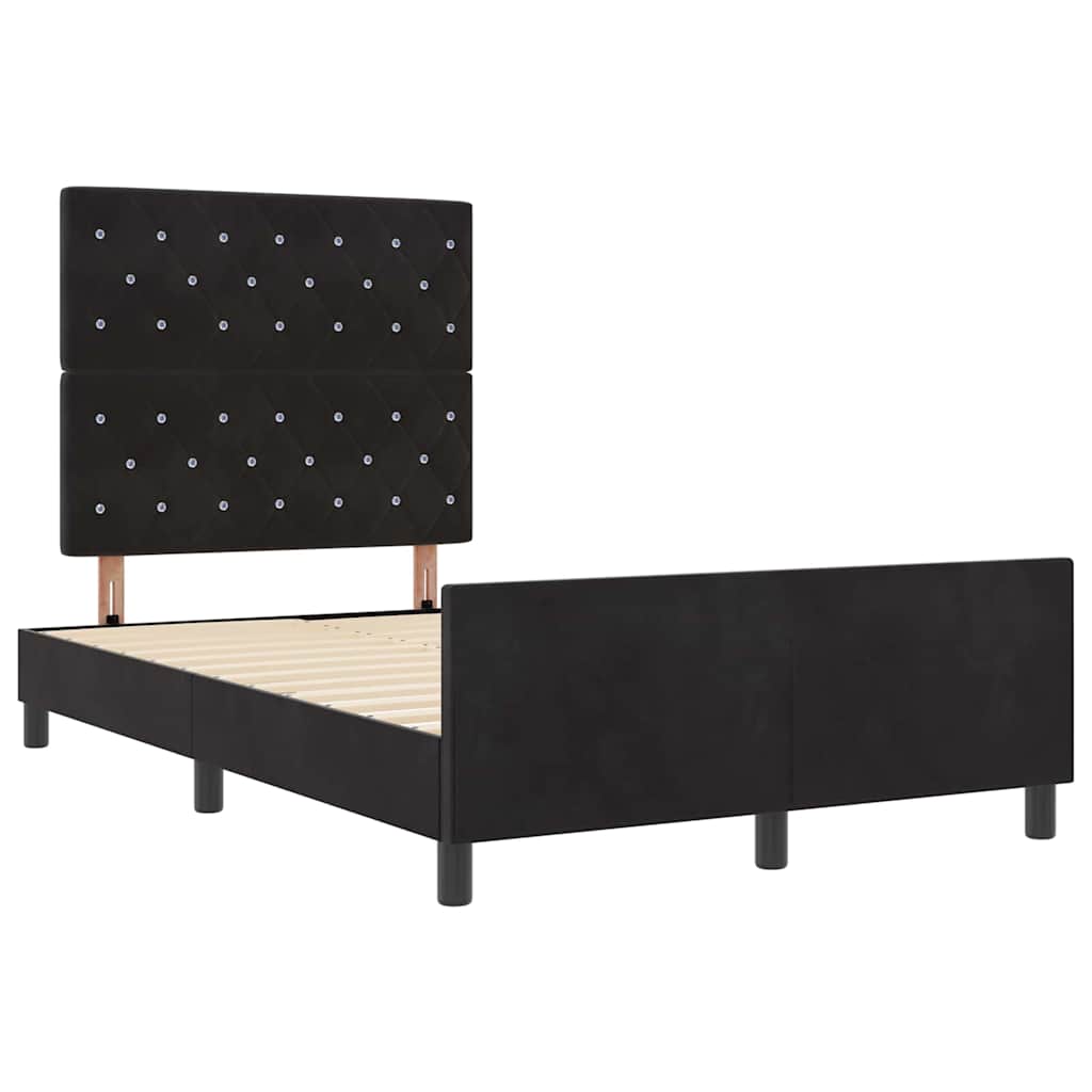 Box Spring Bed with Headboard Black 120 X 200 Cm Velvet