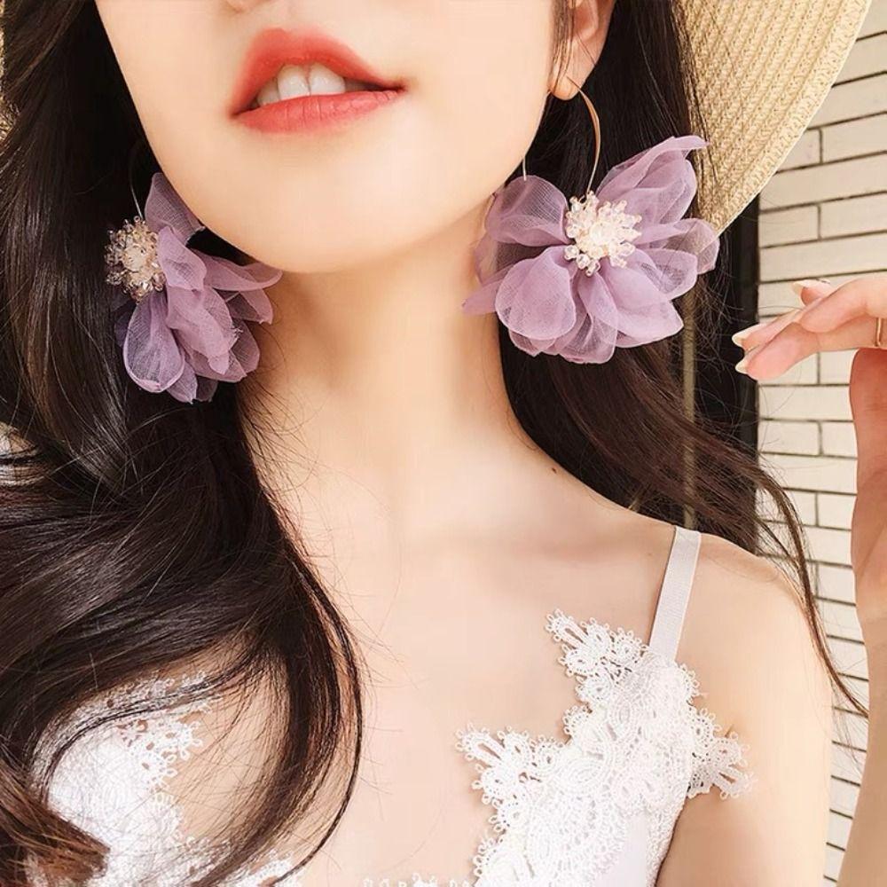 Pastoral Design Holiday Korean Style Jewelry Flower Drop Earrings Women Earrings Fresh Earrings