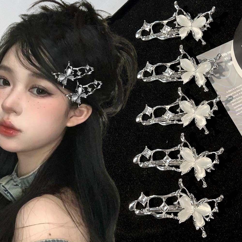 1pc Irregular Shape Cat Eye Zircon Hair Clips Butterfly Design Hair Barrettes  Girl Fashion