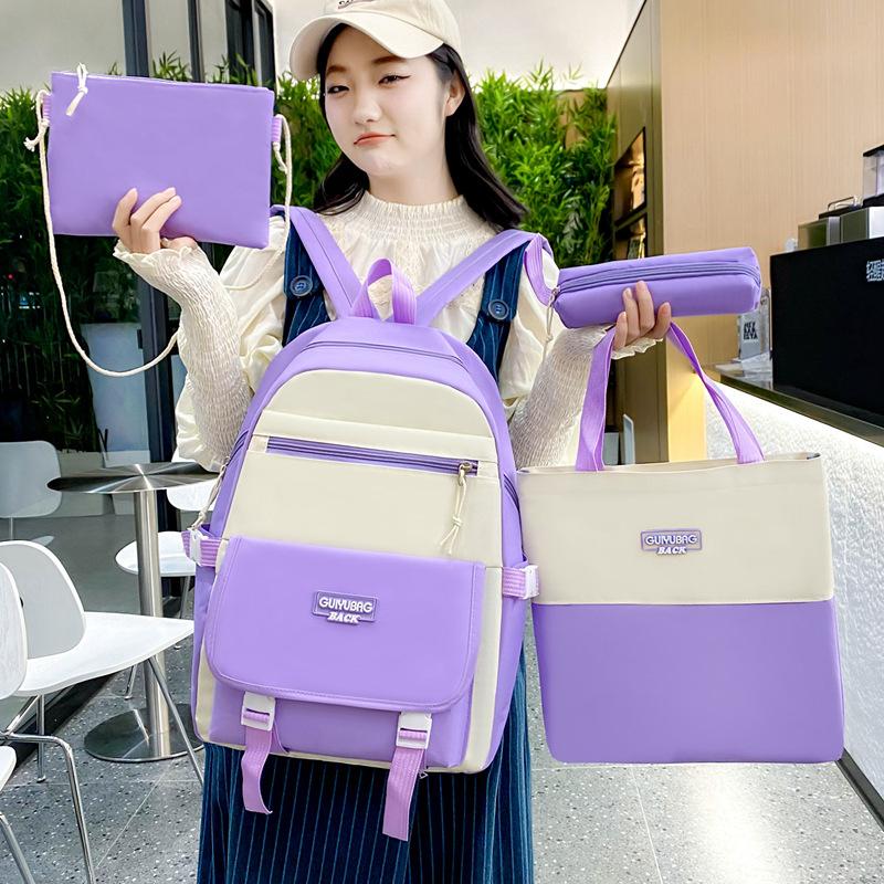 New Contrasting Color Schoolbag for College Students Lightweight and Large Capacity Backpack Carrying