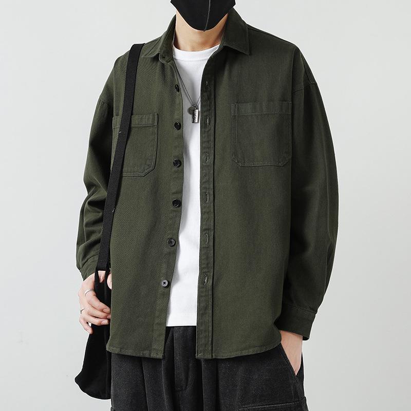 Pánská ležérní košile s dlouhým rukávem na jaro, pánská pracovní košile