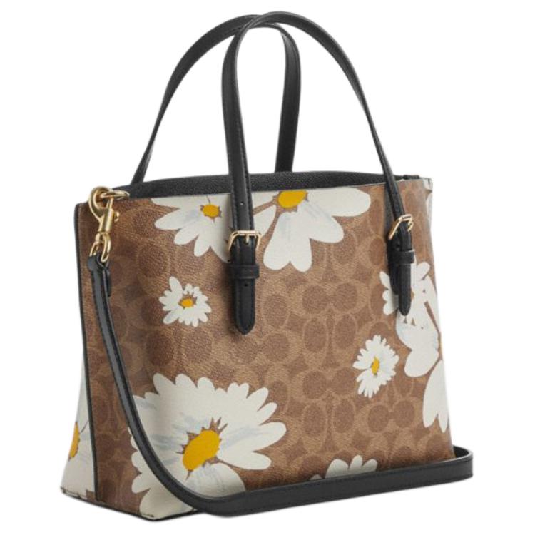 Coach Mollie 25 Floral Print Faux Leather Tote Bag Women Tote Bags Brown Multicolor CZ592-IMTAM