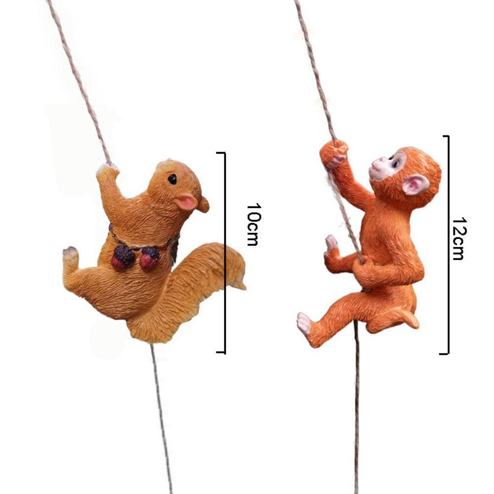 Ornaments Climbing Rope Squirrels Statue Resin Crafts Monkey Figurine  Home Decoration