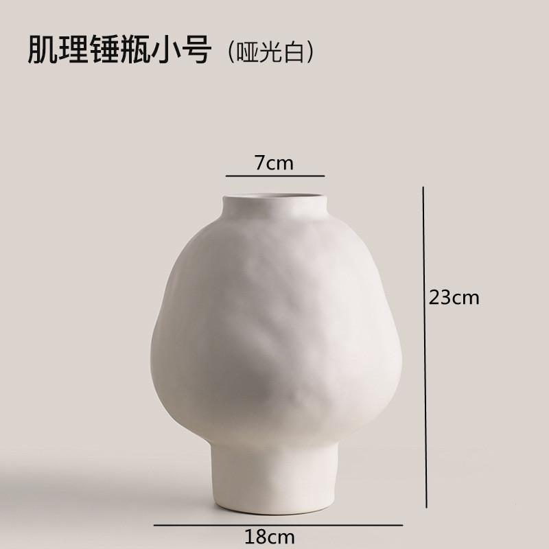

Texture Hammer Patterned Matte Ceramic Vase, Flowerpot, Large Belly Ceramic Jar, Living Room Flower Arrangement, Home Decoration
