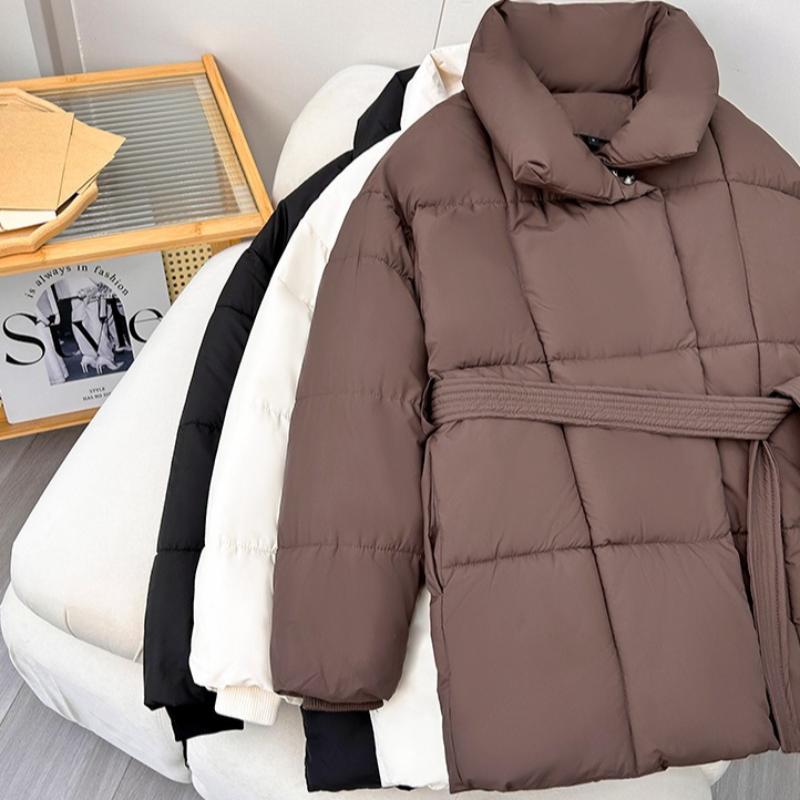 Winter Simple Women's Long Loose Thick Warm Waist Slimming Coat