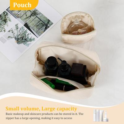 2Pcs Corduroy Small Makeup Bag Portable Tampon Bag With Zipper Closure Mini Cosmetic Storage Bag for Girl Women Travel Daily Use