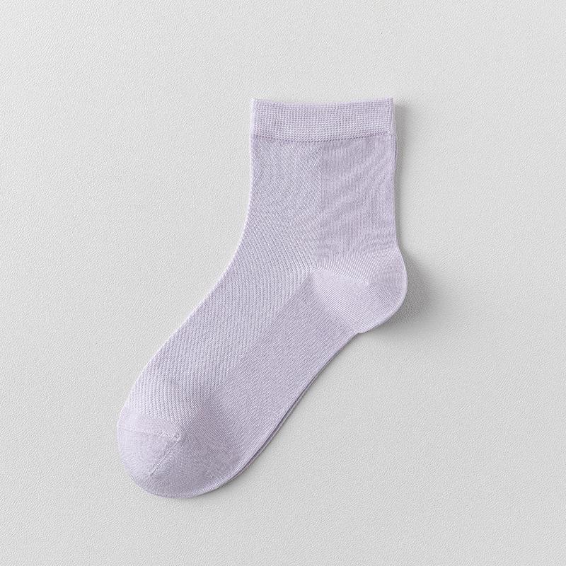 Female Spring and Summer Thin Leisure Pure Color All Build Sweat Absorption Breathable Mesh Moon Boneless Tube Socks