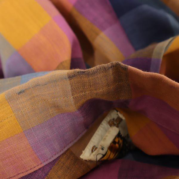 Career Club 70s vintage Check Pattern Long sleeve half button Button down shirt Men's Used