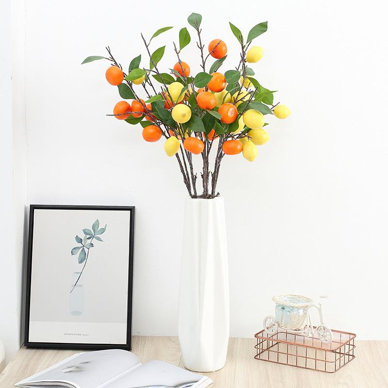 Fake Single Stem Fruit Tree Flower Bouquet With Plastic Blossoms For Home Decor