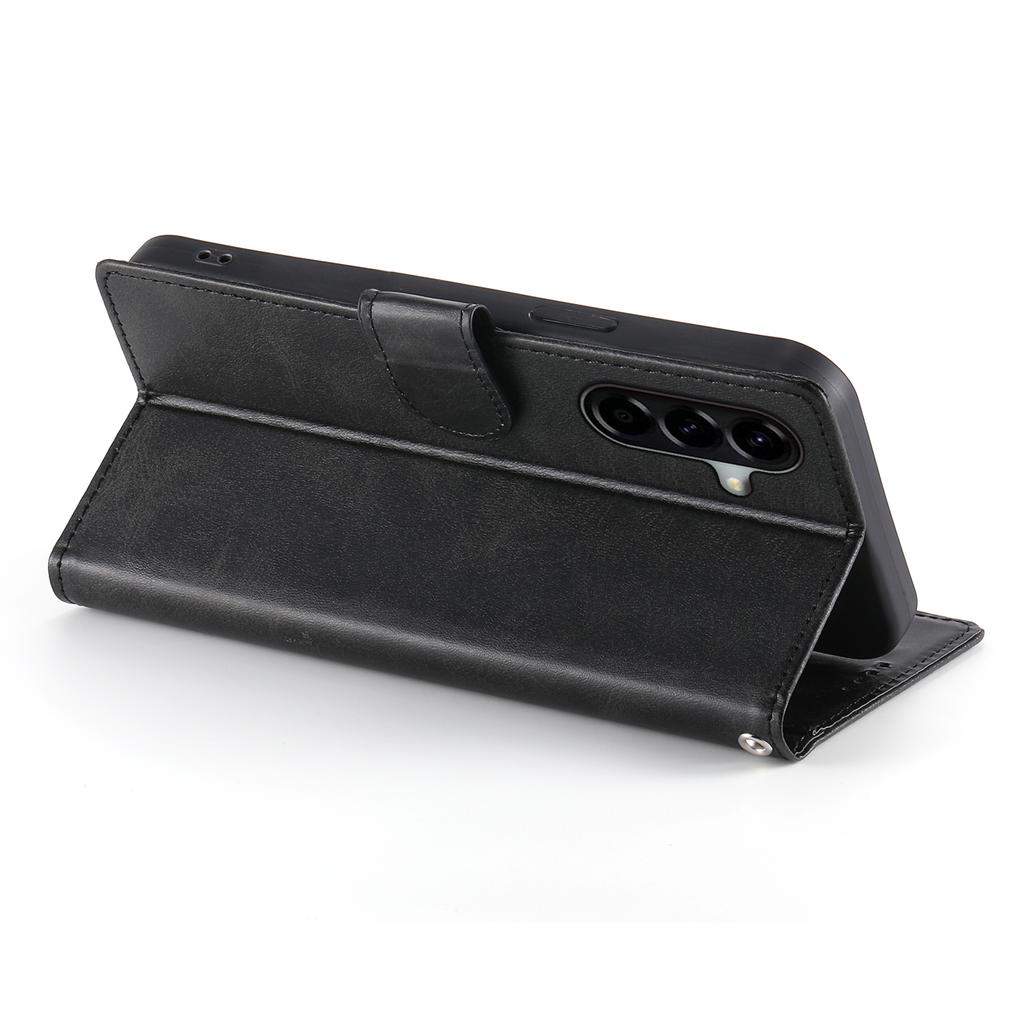 For Samsung Galaxy A56 5G Case Stand Wallet Calf Texture PU Leather Flip Phone Cover with Wrist Strap