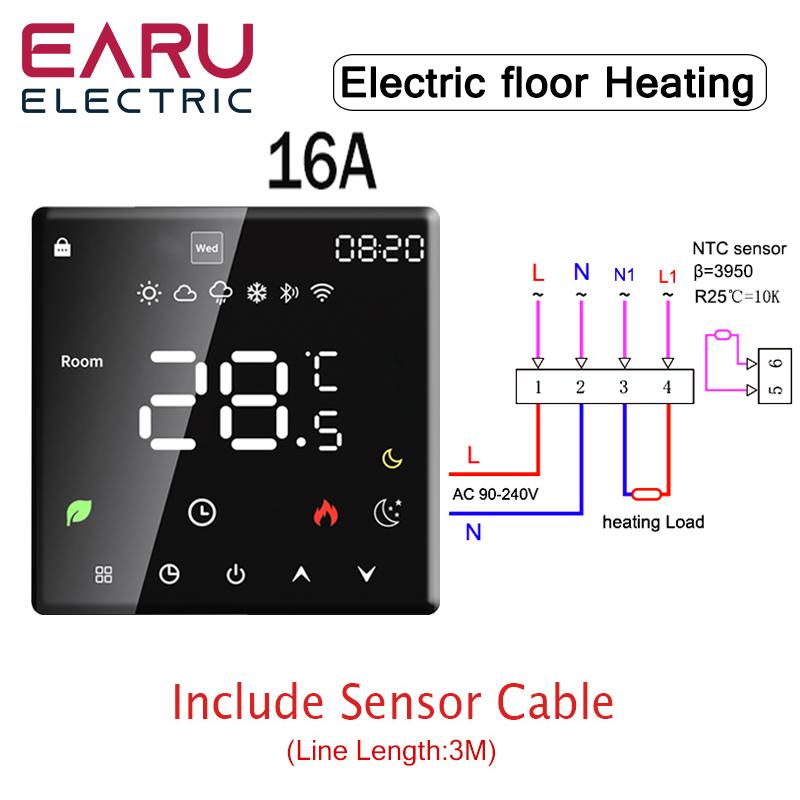 Tuya WiFi Smart Thermostat Electric Floor Heating TRV Water Gas Boiler Temperature Voice Remote Controller for Google Home Alexa no WiFi