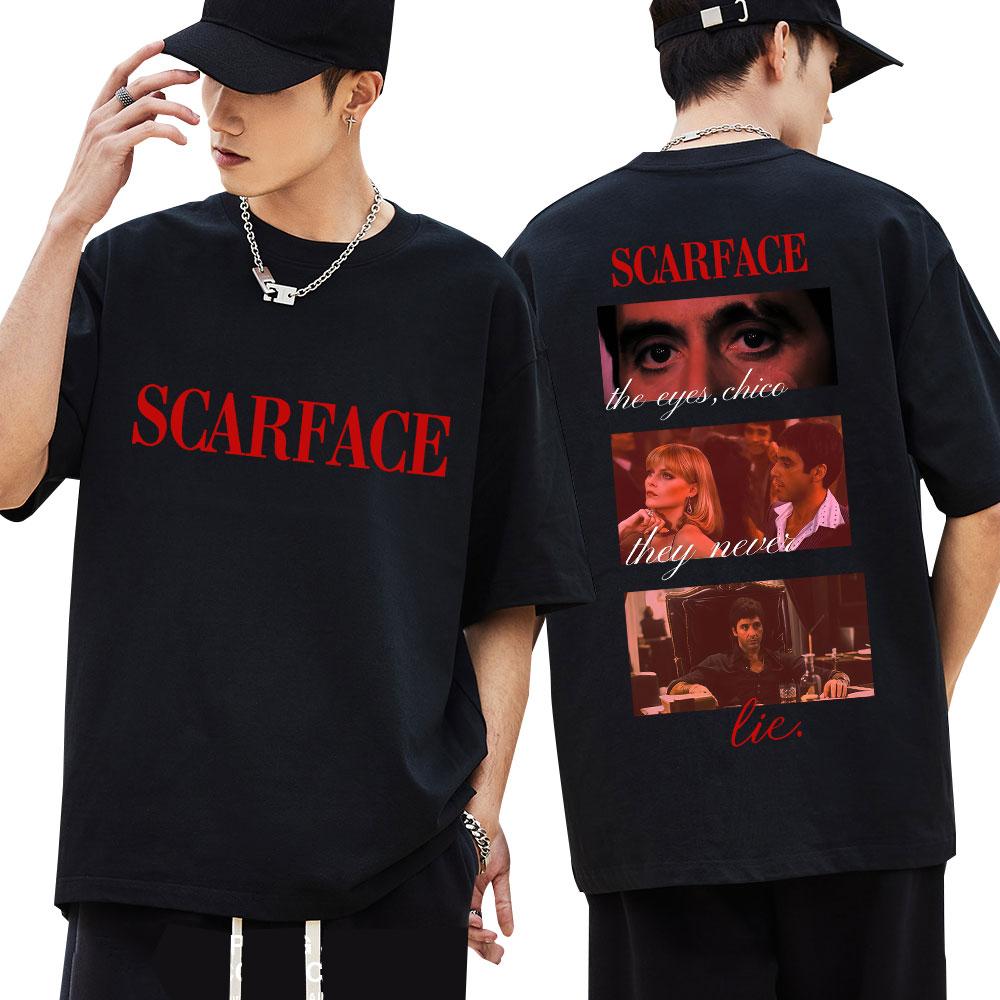 Movie Scarface Tony Montana Quotes Classic T Shirt The Eyes Chico Vintage Hip Hop Mens Gothic TShirt Loose Cotton Casual Tees
