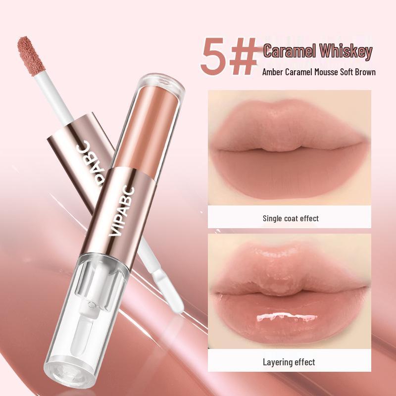 

VIPABC Double-Ended Lip Glaze: Non-Stick, Glossy Lip Tints for Natural, Plump, and Brightened Lips. 1.5ml + 1.5ml
