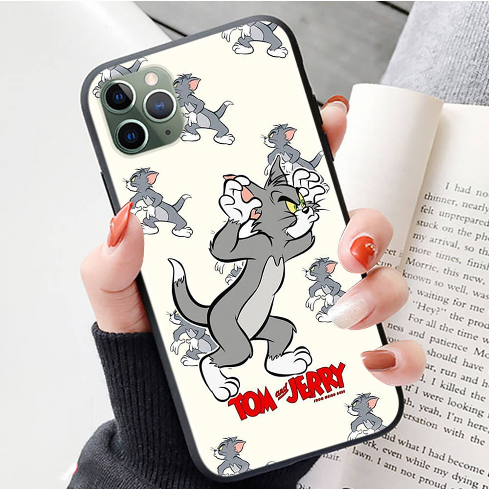 J-9 Tom and Jerry Black Case for iPhone 16 15 14 13 12 Samsung S24 S23 Ultra Xiaomi POCO Redmi Note Realeme Moto OPPO A15 Realme VIVO Pro Max Plus 5G