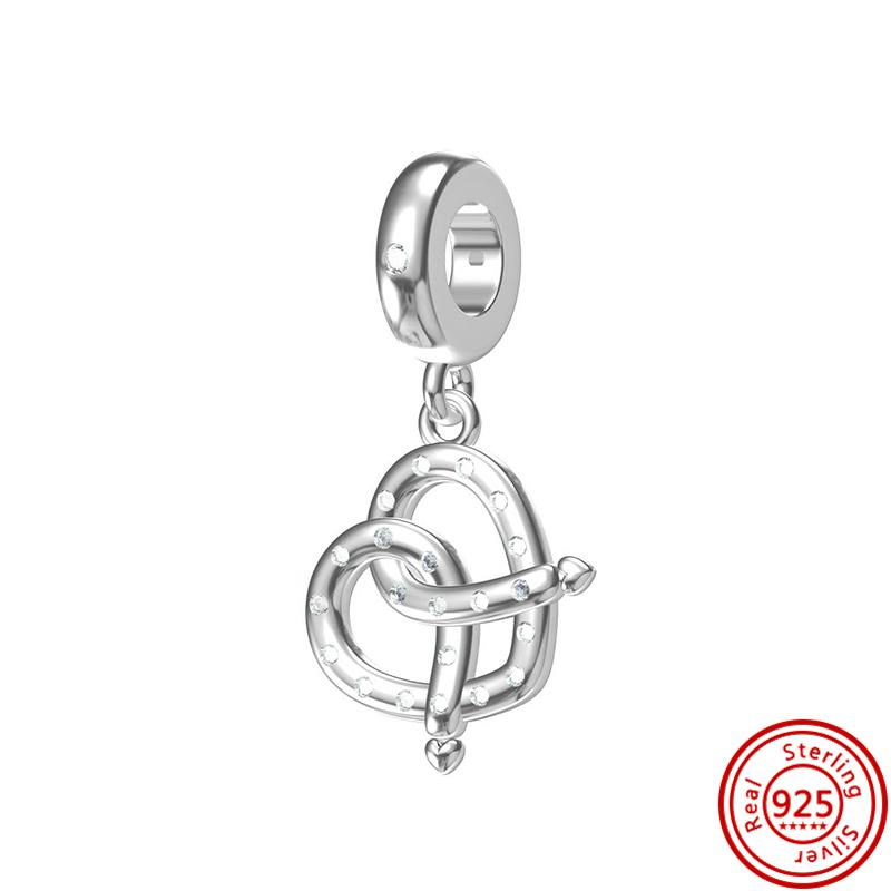 New 925 Silver I Love Mom Heart Flower Pendant Sweet Bead Fit Original  Charm Bracelet DIY Jewelry Mother's Day Gift