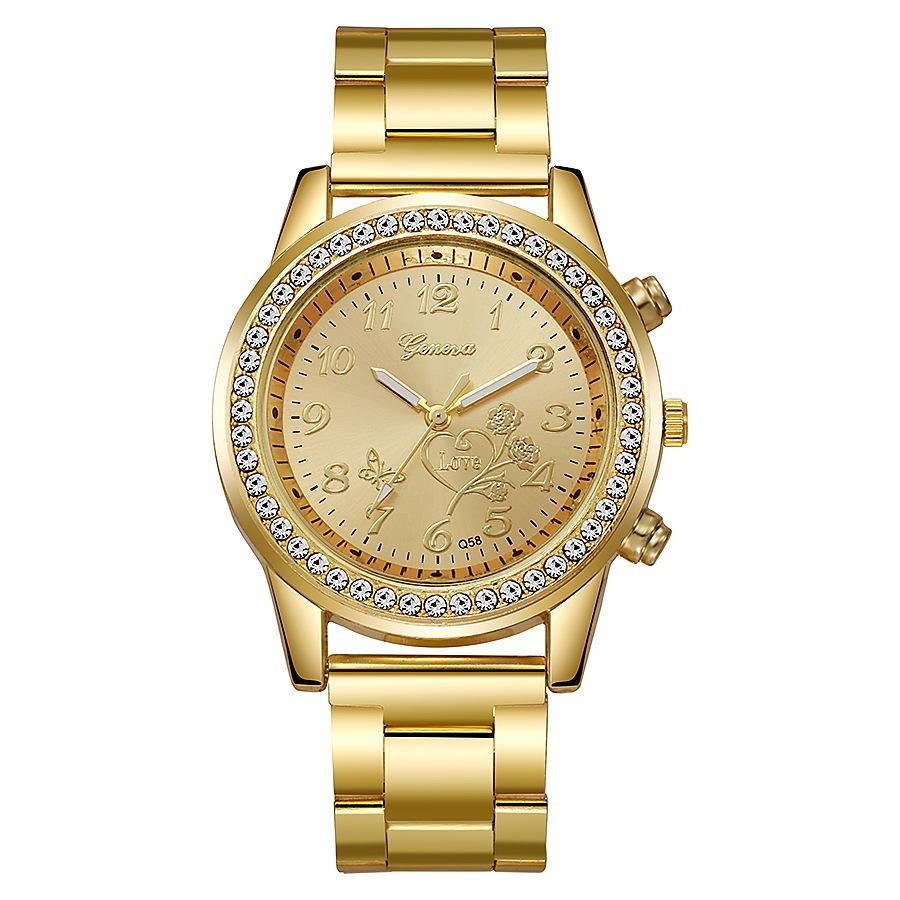 Fashion Ladies Business Steel Belt Diamond Watch Luxury Casual Round Rhinestone Butterfly Quartz Wristwatch Relogio Feminino