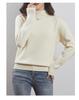 Women's Light Luxury Wool Pullover – Half-High Collar, Thick Knit, Loose Fit, 100% Wool, Perfect for Autumn/Winter.