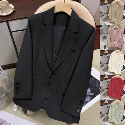 Blazer casual feminino lapela colarinho primavera outono jaqueta escritório senhora vintage solto terno para uso diário