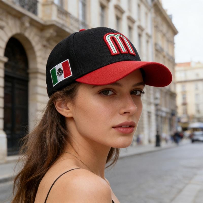 Mexico M Letter Embroidered Baseball Cap Adjustable Cotton Polyester Blend Sunhat For Men Women Kids