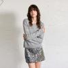 Sancai Women's Sequin Round Neck Knit Sweater