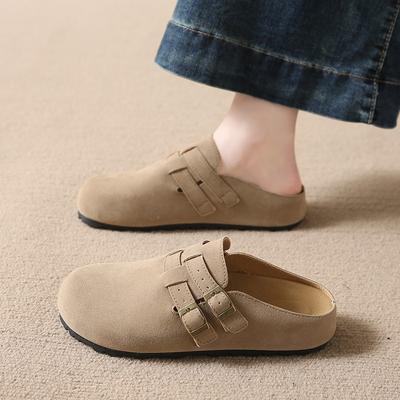 Baotou Damskie Wiosenne Muły Półkapcie Płaska Podeszwa Lenistwo A Strzemiona Kapcie Damskie Lato Do Noszenia na Zewnątrz Moda Damskie Oddychające Buty