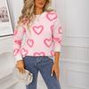 Ladies' Fashionable Heart-shaped Sweater, Loose And Versatile Valentine's Day Knitted Pullover Sweater