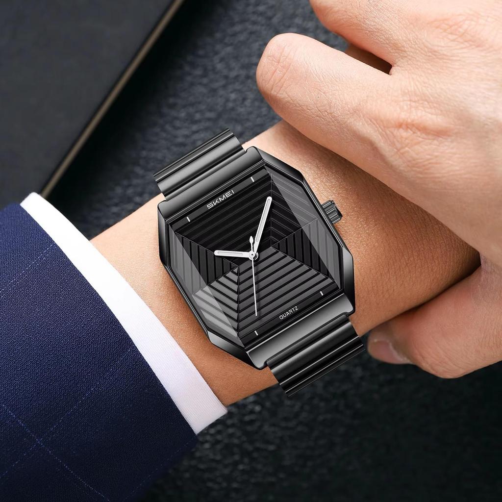 Fashion Quartz Watch Unique Design Stainless Steel Men's Wristwatches Business Watches for Men