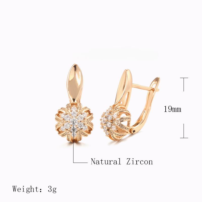 Květinové zirkonové duté náušnice ve tvaru D Náušnice se sponou Náušnice z okvětních lístků