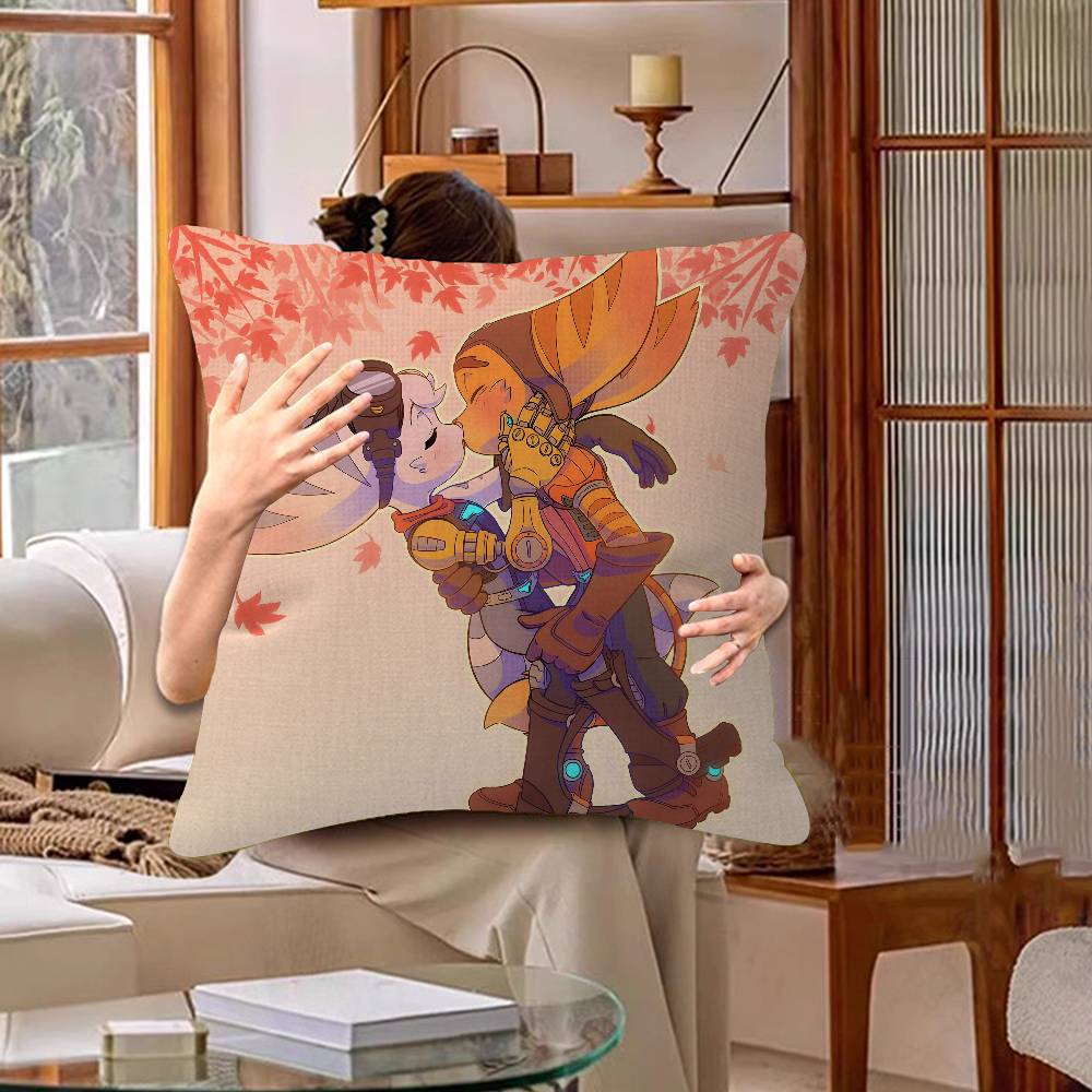 Cartoon R-Ratchet N C-Clank Maple Design Cushion Cover Happy Autumn Harvest Decor Holiday Decorati Pillow Cover