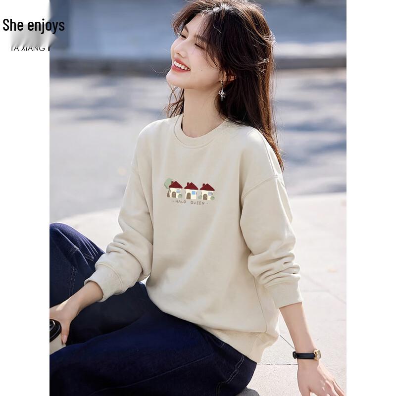 Women's Casual Cartoon Print Round Neck Sweatshirt