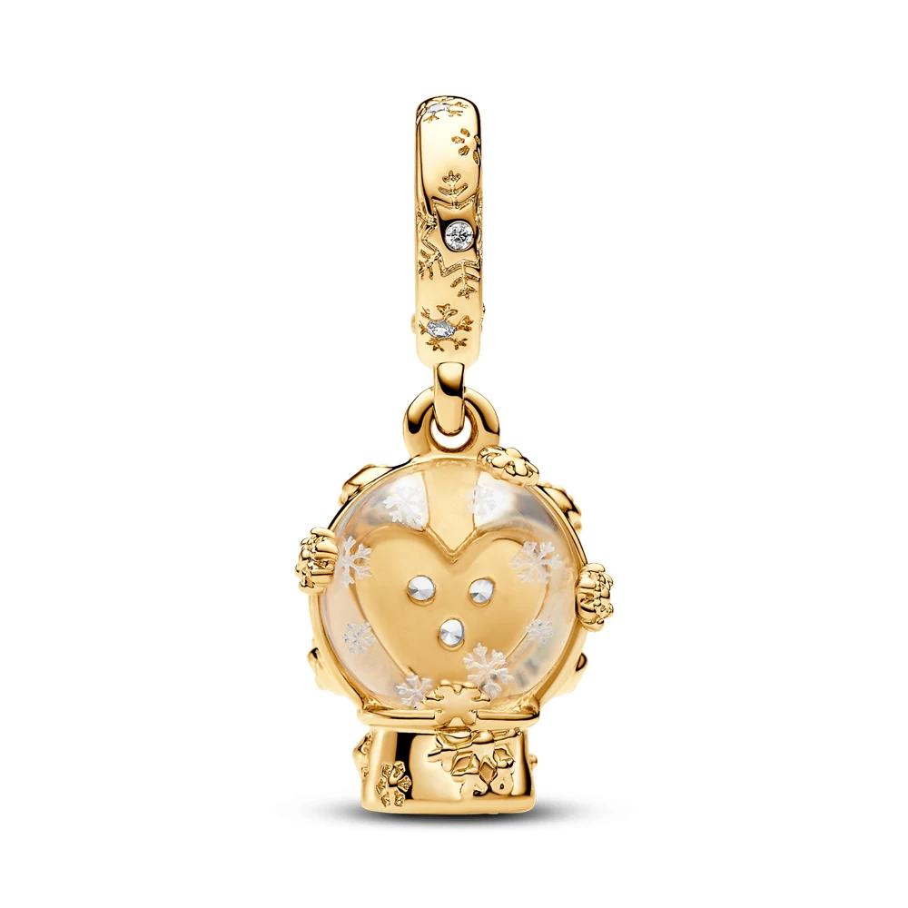 New Sparkling Snowflake Snowglobe Charms Fit Pan  Bracelet Necklace DIY Christmas Jewelry Gift for Women
